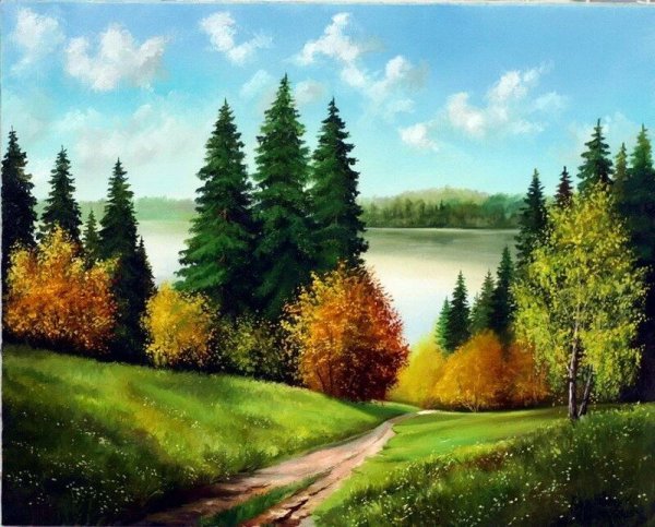 Детские рисунки леса карандашом