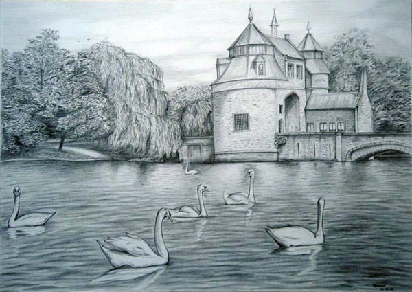 Пейзаж карандашом