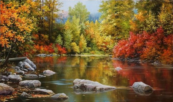 Золотая осень маслом
