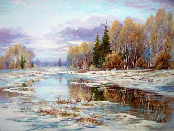 Пейзажи Игоря Прищепы Лесная река