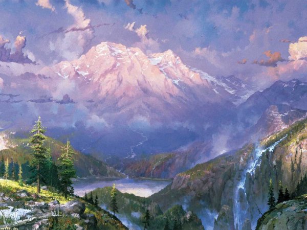 Горный пейзаж Thomas Kinkade художник