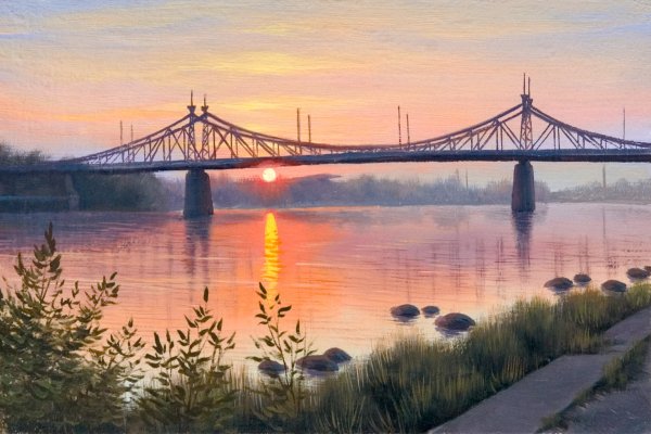 Староволжский мост в Твери на закате
