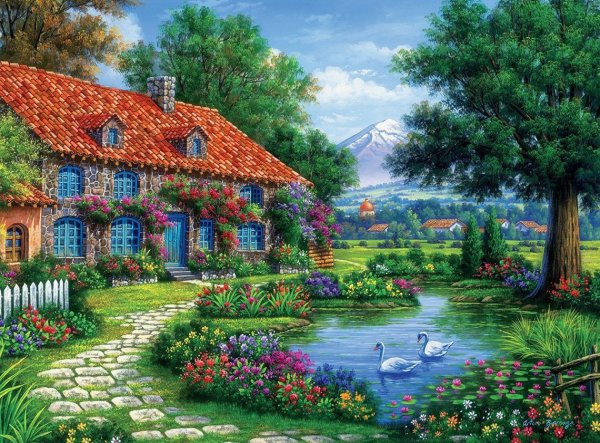 Пейзаж с домиком