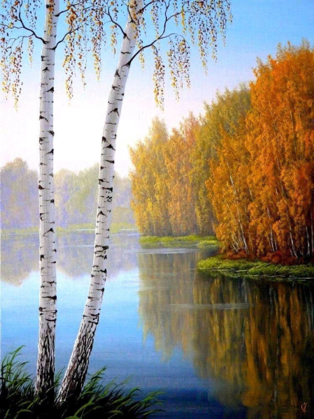 Пейзаж с березами