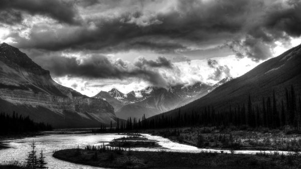 Пейзаж в черно белом цвете