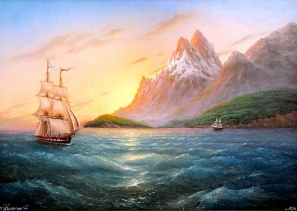 Сергей Минаев картины парусники море
