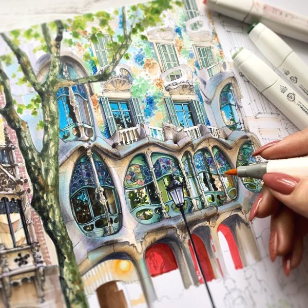 Иллюстрации маркерами города