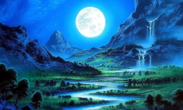 Ночь лес Луна