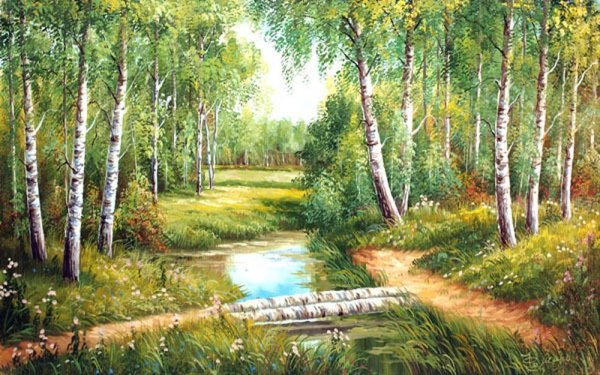 Пейзаж Болотов березы