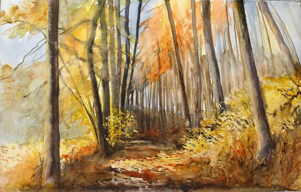 Липовая аллея акварель