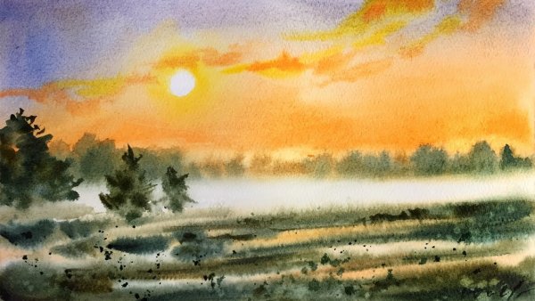 Пейзажи акварелью несложные