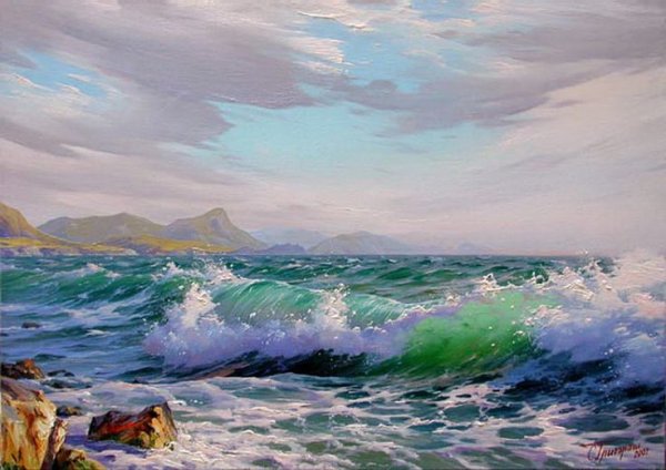 Алмазная мозаика алмазное хобби "морские волны" 40х65