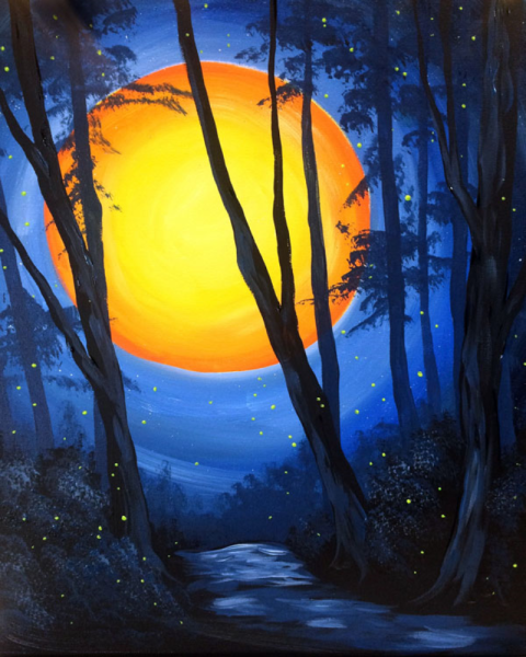 Ночное небо гуашью