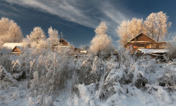 Зимний сельский русская деревня