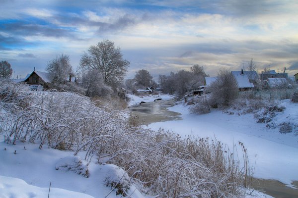 Русская деревня зимой