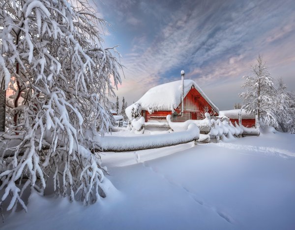 Зима в России деревня