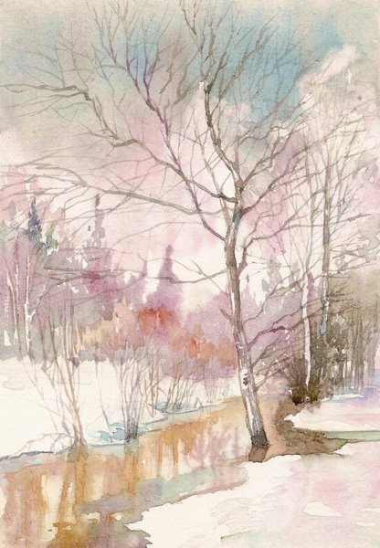 Акварельные этюды зимы. Андрея Яковлева
