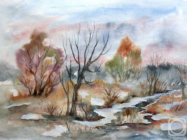 Акварель Весна пейзаж