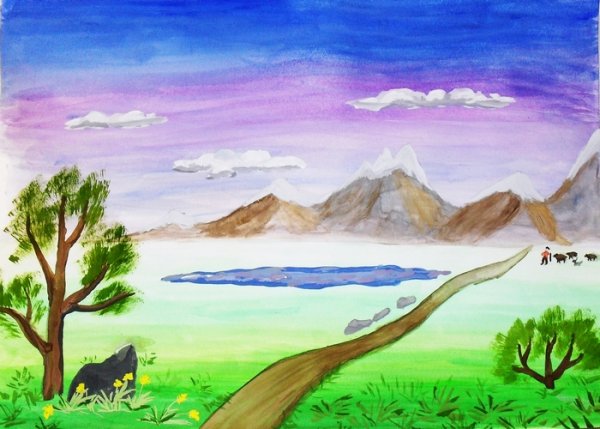 Пейзаж карандашом