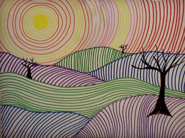 Пейзаж профессиональными фломастерами