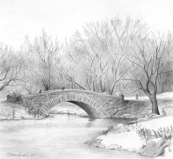 Пейзажи природы карандашом