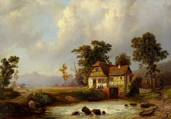 Франсуа Буше пейзаж с мельницей