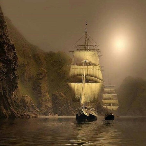 Пейзаж с кораблем