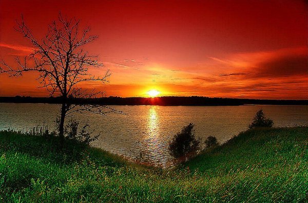 Вечерз на берегк у реки