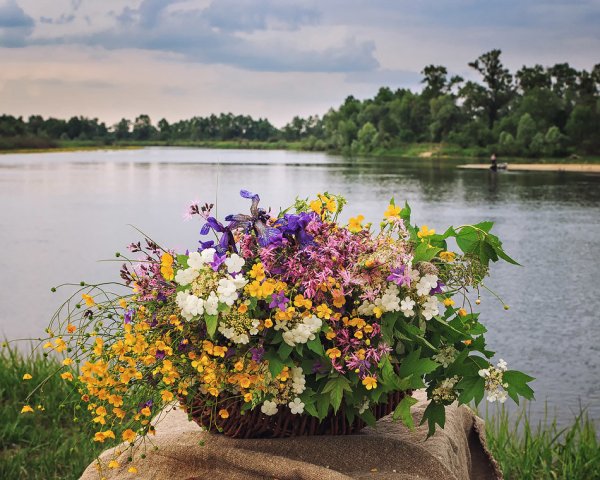 Летние букеты на природе