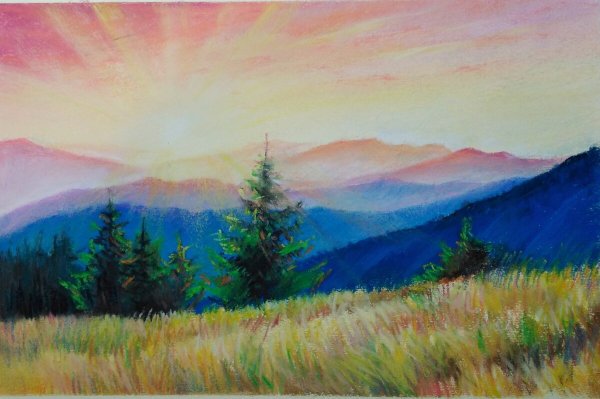 Шешина горный пейзаж сухая пастель