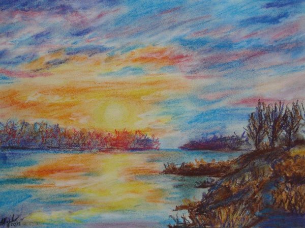 Осенний пейзаж пастелью