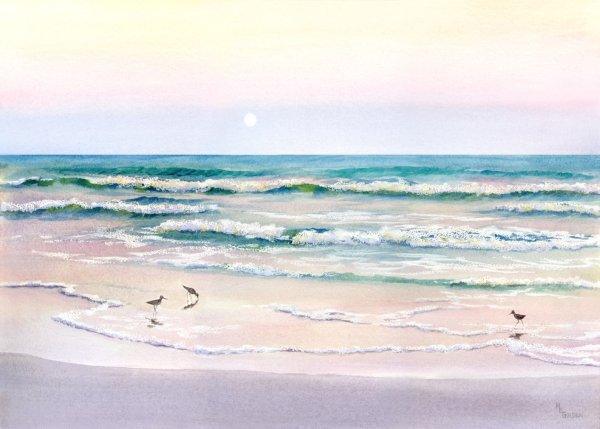 Морской пейзаж акварелью