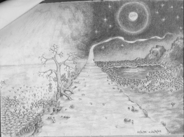 Фантастический пейзаж карандашом лёгкие и красивые