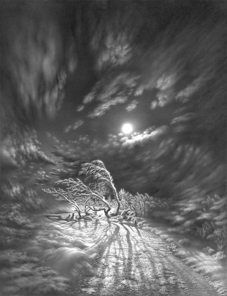 Темные пейзажи гуашью