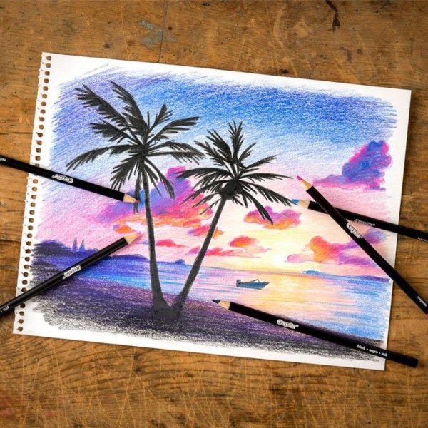 Закат восковыми мелками