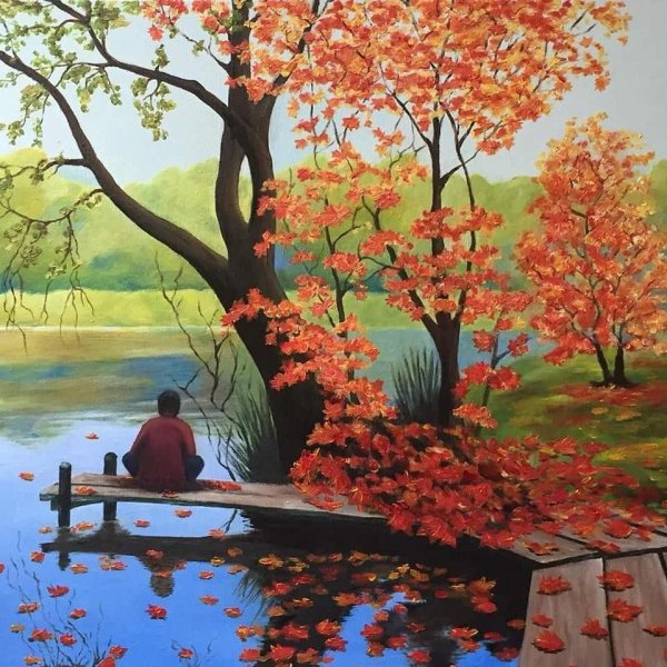 Осенний пейзаж акрилом