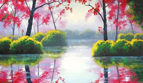 Пейзаж красками