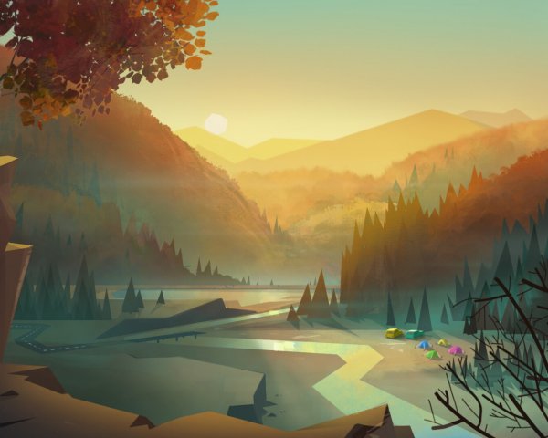 Пейзаж в мультяшном стиле