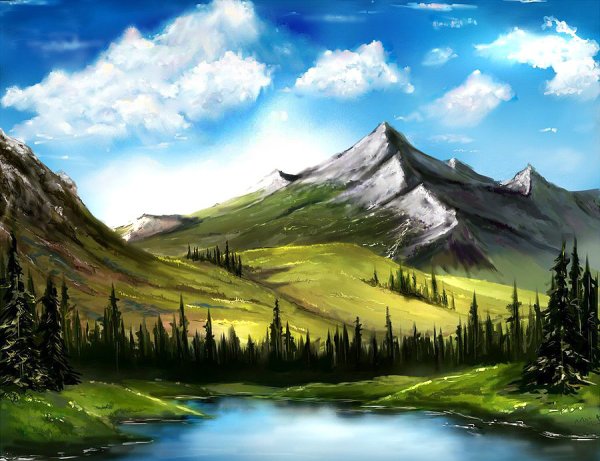 Горный пейзаж мультяшный