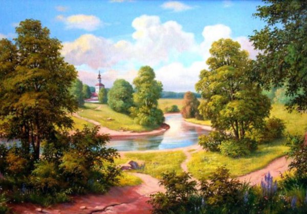 Художник Сергей Курицын Деревенские просторы