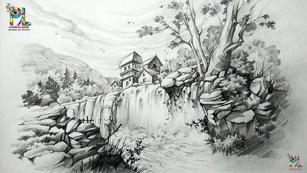 Пейзаж карандашом