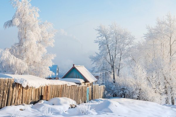 Зимний пейзаж деревня