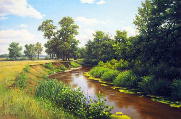 Леднев Александр Алексеевич . Зимний пейзаж.