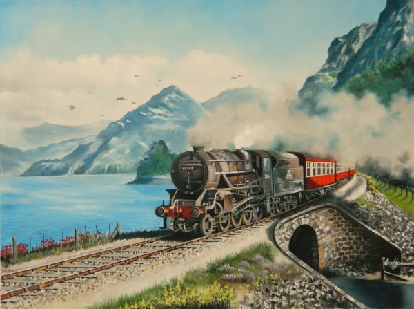 Пейзаж с паровозом