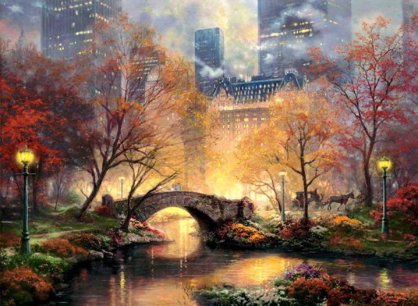 Томас Кинкаде город осенью