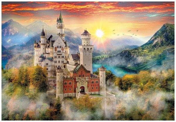 Замок Нойшванштайн в тумане