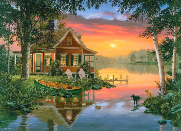 Красивый пейзаж с домиком