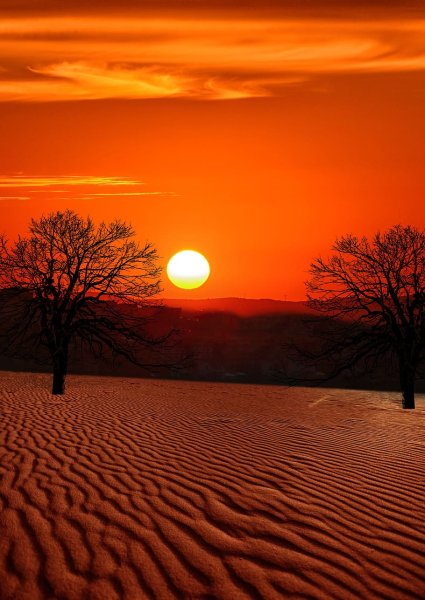 Оранжево голубой закат