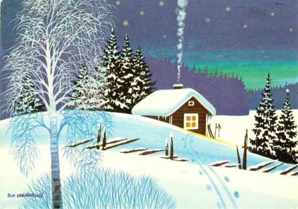 Урок рисования зимний пейзаж