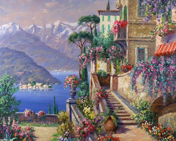 Италия картины художников пейзаж Средиземноморский